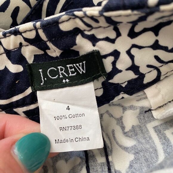 J. Crew Skirt button front paisley blue cream 4 XS - Picture 4 of 9